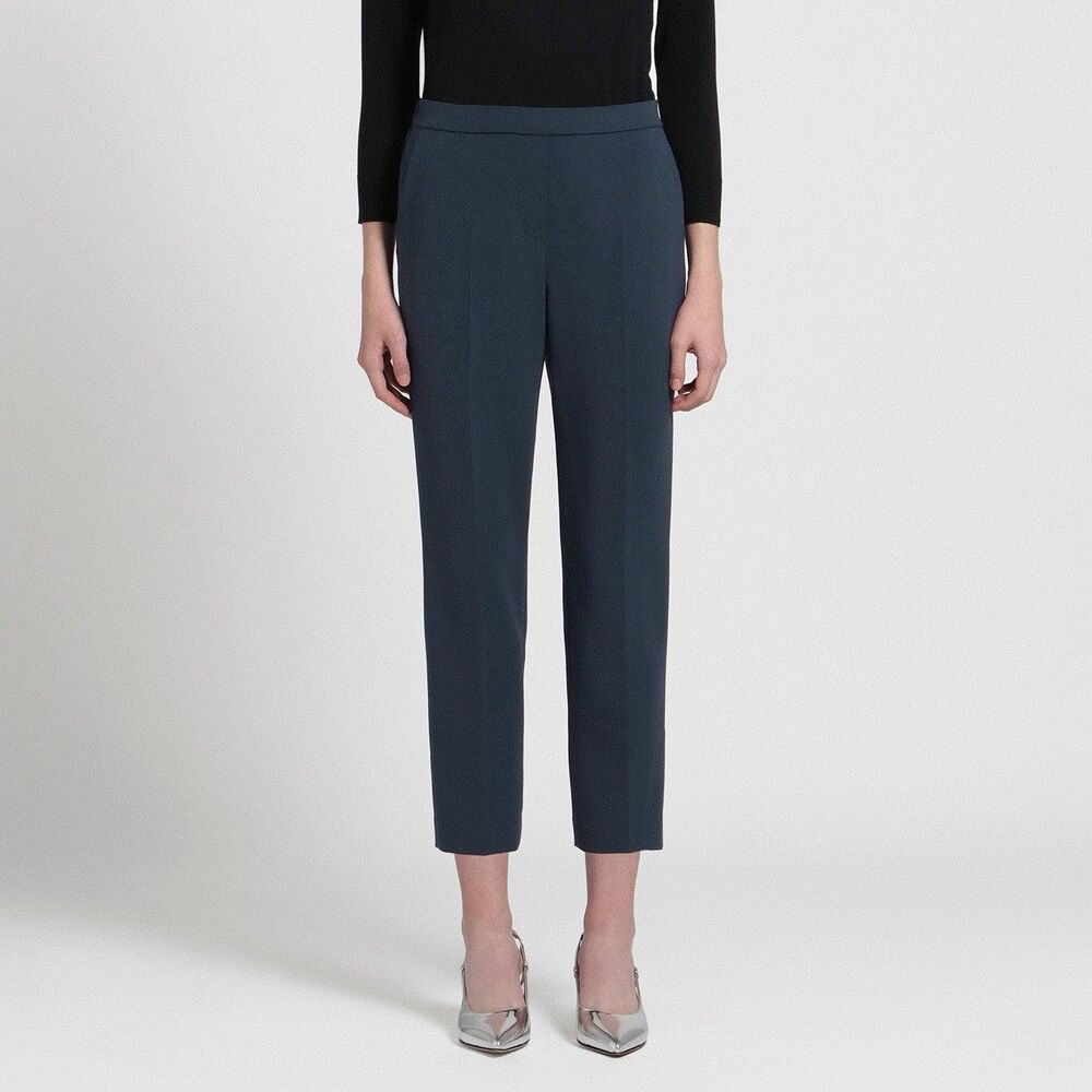 Theory Treeca Pull On Striped Admiral Crepe Pants Navy Blue Size 12